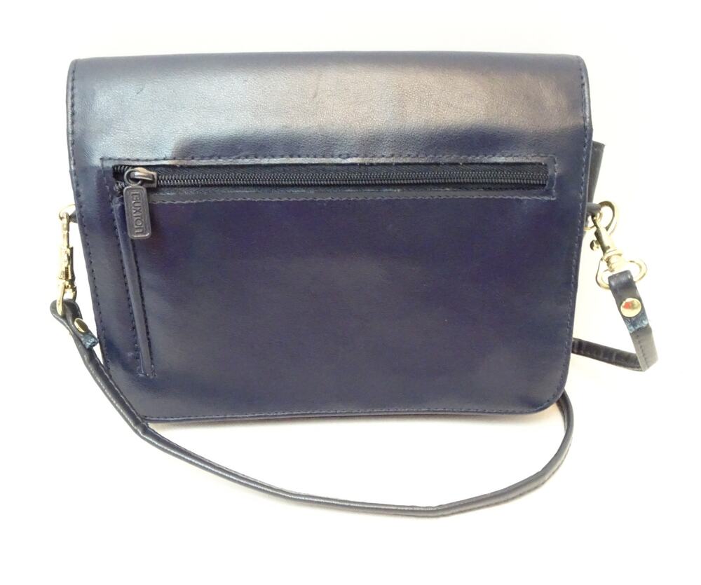 Buxton Navy Crossbody Wallet – PVC – Multi‑Compartment